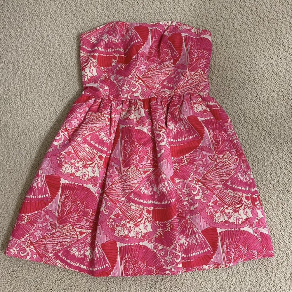 Lilly Pulitzer Strapless Hot Pink Vacation Dress